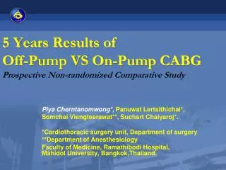 5 Years Results of Off-Pump VS On-Pump CABG Prospective Non-randomized Comparative Study