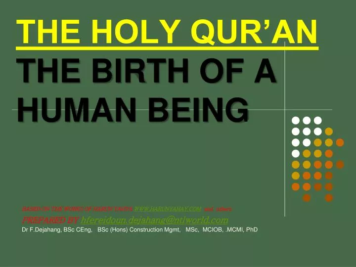 the holy qur an the birth of a human being