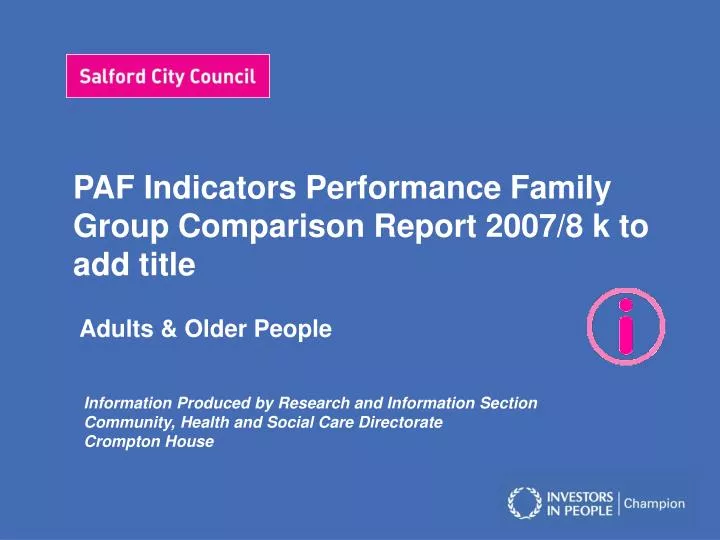 paf indicators performance family group comparison report 2007 8 k to add title