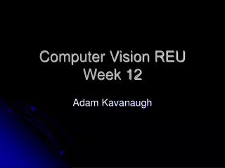 Computer Vision REU Week 12
