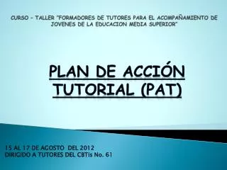 curso taller formadores de tutores para el acompa amiento de jovenes de la educacion media superior
