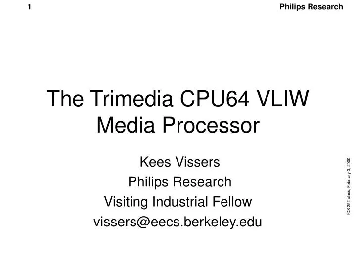 the trimedia cpu64 vliw media processor