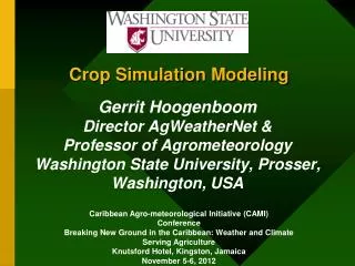 Crop Simulation Modeling