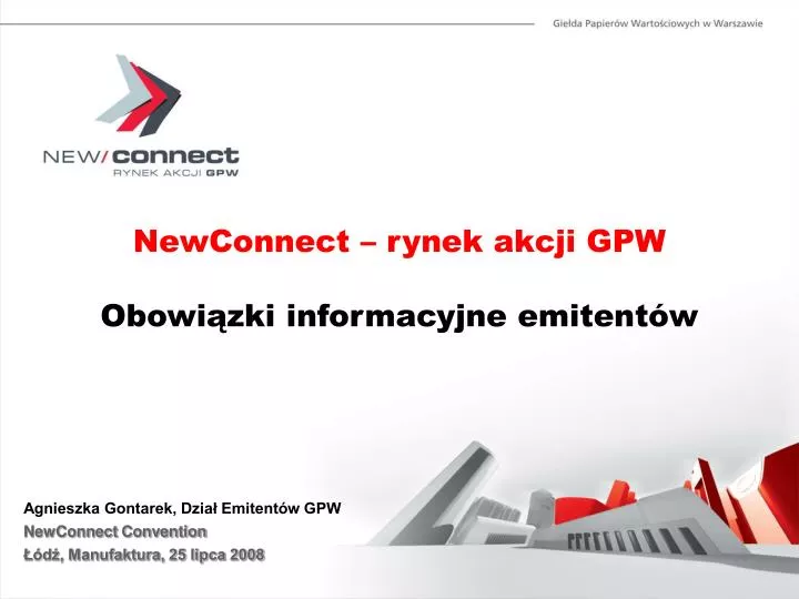 newconnect rynek akcji gpw obowi zki informacyjne emitent w