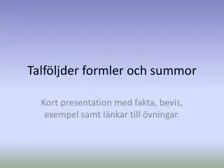 talf ljder formler och summor