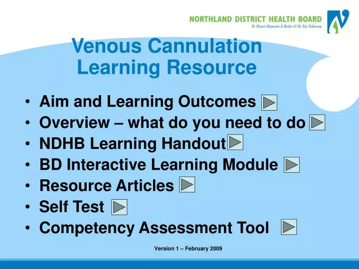 venous cannulation learning resource