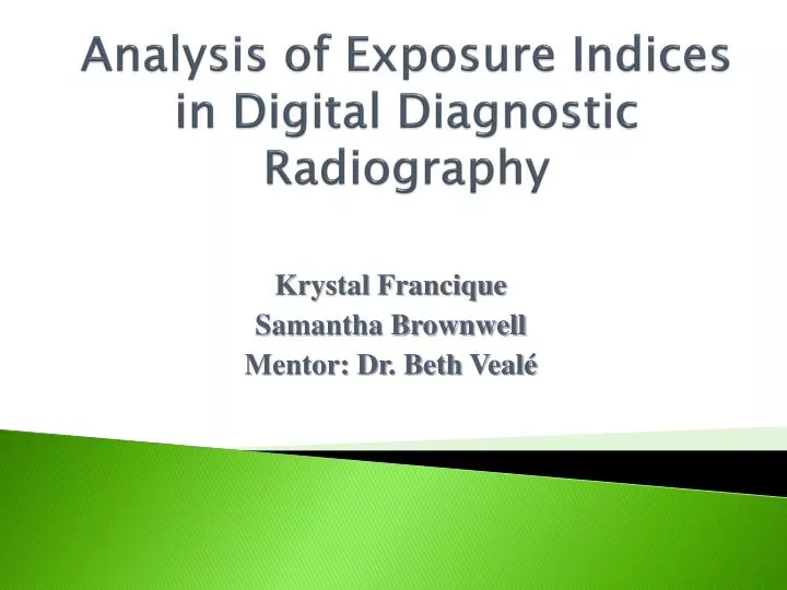 analysis of exposure i ndices in digital d iagnostic r adiography