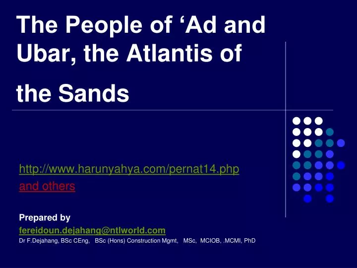 the people of ad and ubar the atlantis of the sands