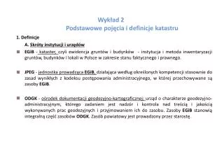 wyk ad 2 podstawowe poj cia i definicje katastru