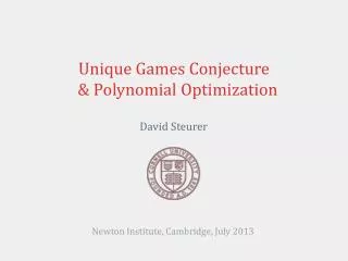 Unique Games Conjecture &amp; Polynomial Optimization