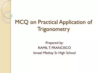 MCQ on Practical Application of Trigonometry