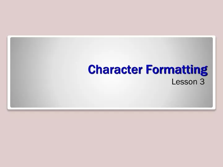 character formatting