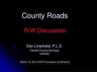 County Roads R/W Discussion