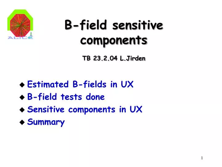 b field sensitive components tb 23 2 04 l jirden