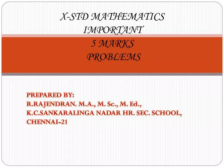 x std mathematics important 5 marks problems