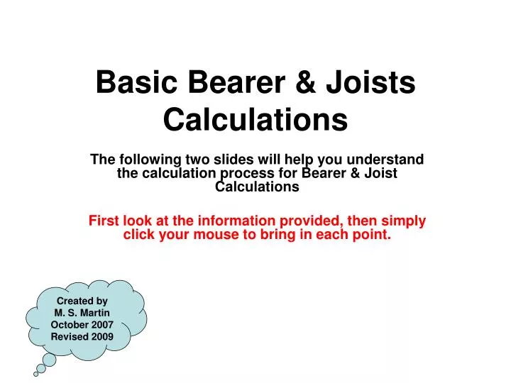 basic bearer joists calculations