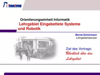 orientierungseinheit informatik lehrgebiet eingebettete systeme und robotik