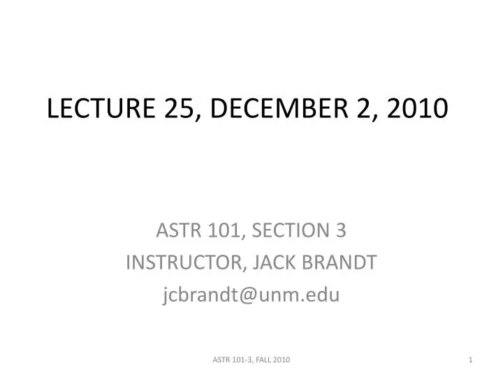 lecture 25 december 2 2010