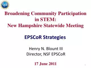 Broadening Community Participation in STEM: New Hampshire Statewide Meeting