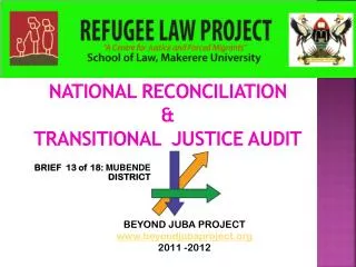 NATIONAL RECONCILIATION &amp; TRANSITIONAL JUSTICE AUDIT