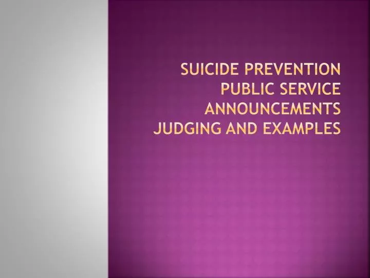 suicide prevention public service announcements judging and examples