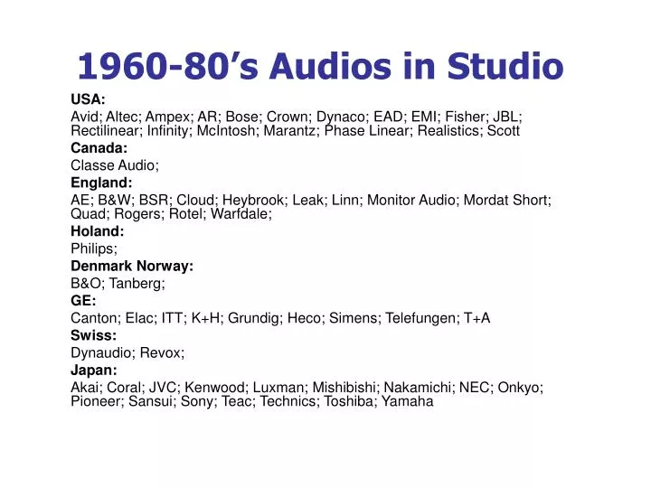 1960 80 s audios in studio