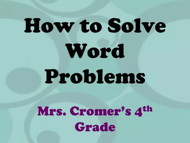 how to solve word problems