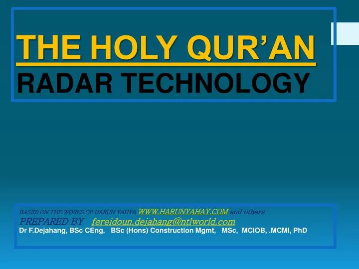the holy qur an radar technology