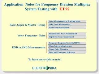 Application Notes for Frequency Division Multiplex System Testing with ET 9 2