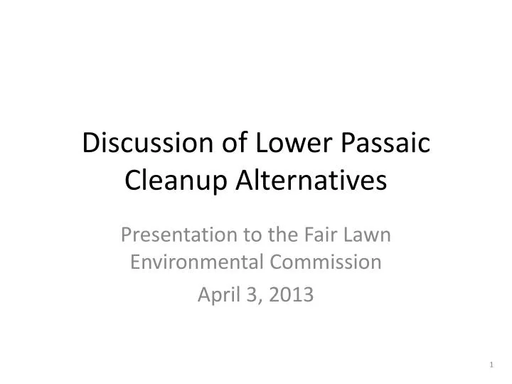 discussion of lower passaic cleanup alternatives