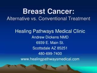 Breast Cancer: Alternative vs. Conventional Treatment