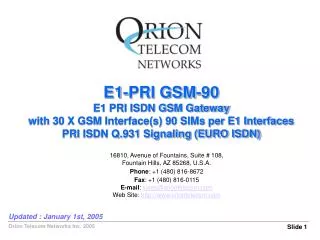 E1-PRI GSM-90 E1 PRI ISDN GSM Gateway with 30 X GSM Interface(s) 90 SIMs per E1 Interfaces
