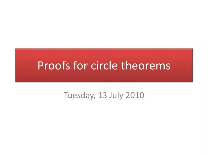 proofs for circle theorems