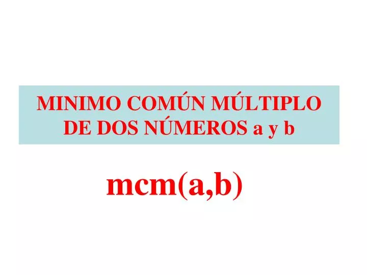 PPT - MINIMO COMÚN MÚLTIPLO DE DOS NÚMEROS A Y B PowerPoint ...