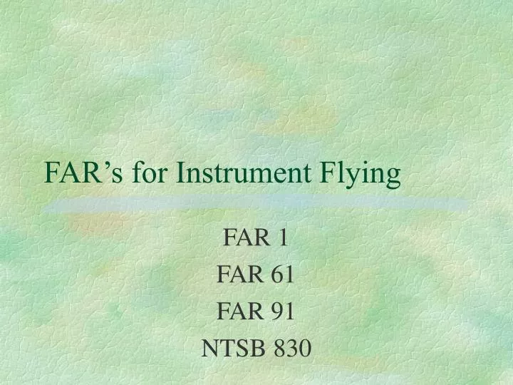 far s for instrument flying