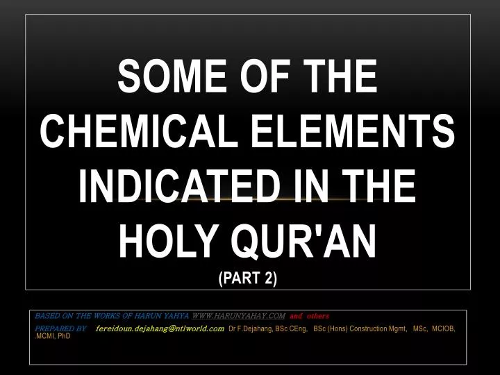 some of the chemical elements indicated in the holy qur an part 2