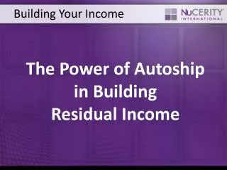 Building Your Income