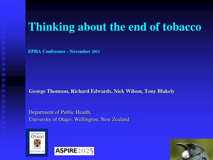 thinking about the end of tobacco epha conference november 2011