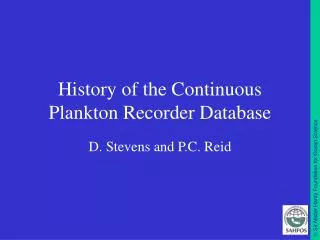 History of the Continuous Plankton Recorder Database