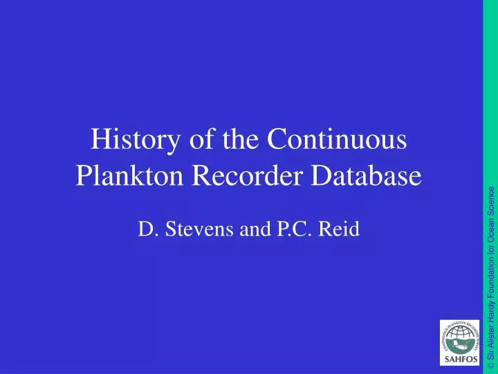 history of the continuous plankton recorder database