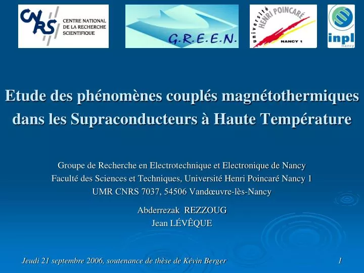 etude des ph nom nes coupl s magn tothermiques dans les supraconducteurs haute temp rature