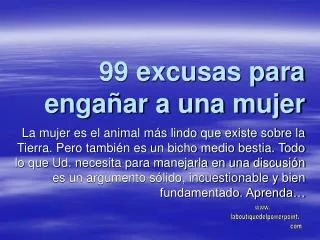 99 excusas para enga ar a una mujer