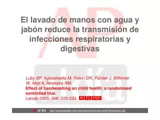 el lavado de manos con agua y jab n reduce la transmisi n de infecciones respiratorias y digestivas