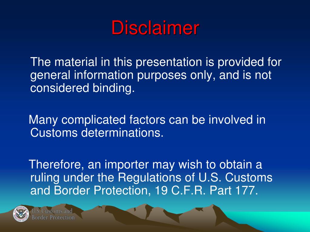 PPT - Disclaimer PowerPoint Presentation, free download - ID:4855405