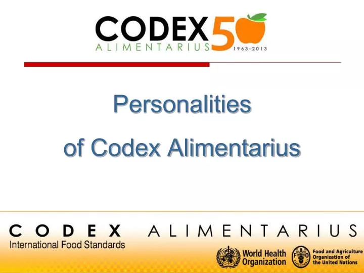 personalities of codex alimentarius