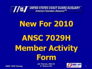 New For 2010 ANSC 7029H Member Activity Form
