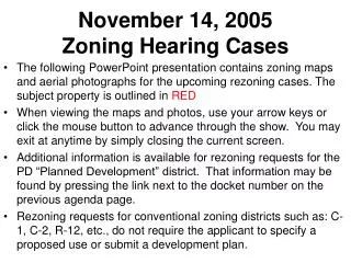 November 14, 2005 Zoning Hearing Cases