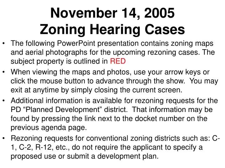 november 14 2005 zoning hearing cases