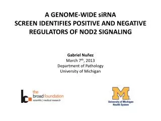 A GENOME-WIDE siRNA SCREEN IDENTIFIES POSITIVE AND NEGATIVE REGULATORS OF NOD2 SIGNALING