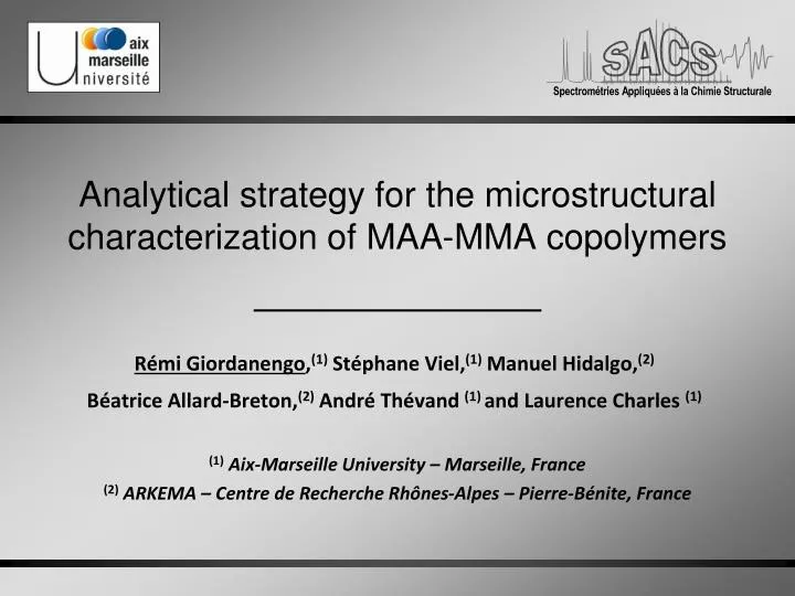 analytical strategy for the microstructural characterization of maa mma copolymers